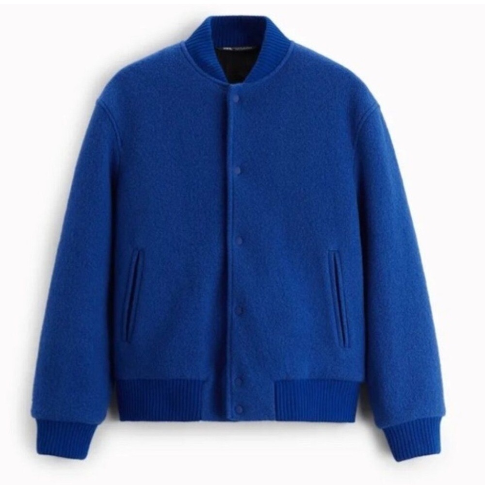 Zara 100% Wool Varsity Bomber Jacket Men's size M - Picture 2 of 13